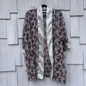 Vintage Victorias‎ Secret Gold Label Floral Paisley Satin Trim Kimono Robe OSFA